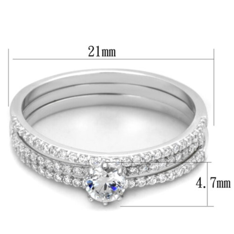Ts347-925 Sterling Silver Ring Rhodium Women Aaa Grade Cz Clear A874-ts347