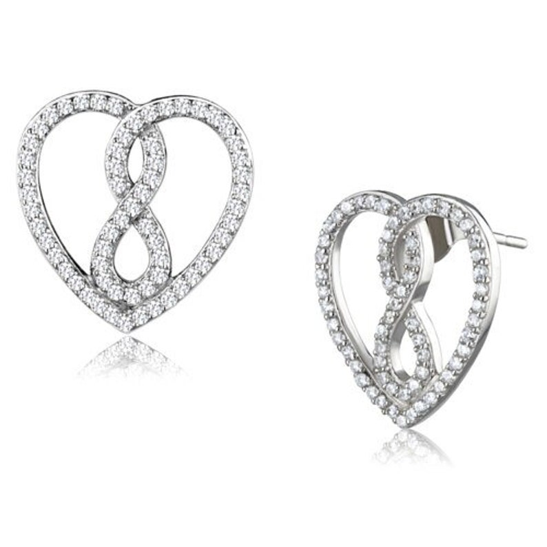 Ts549-925 Sterling Silver Earrings Rhodium Women Aaa Grade Cz Clear A874-ts549