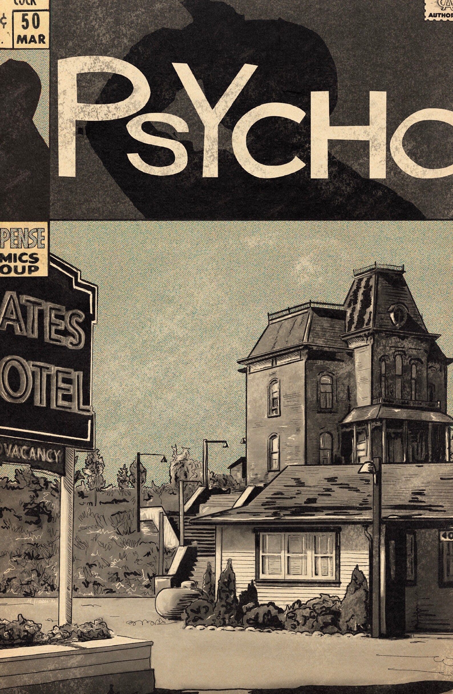 Psycho Comic Book Art Print Etsy