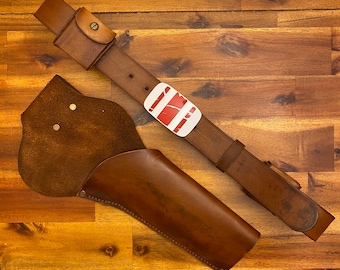 Mandalorianisch inspirierte Cobb Vanth Marshal Gürtel Montur inklusive Holster, Beutel, Schnalle & Greeblies