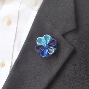 Boutonniere Azul Real - Broche de solapa con flores Boutonniere para trajes de hombre.
