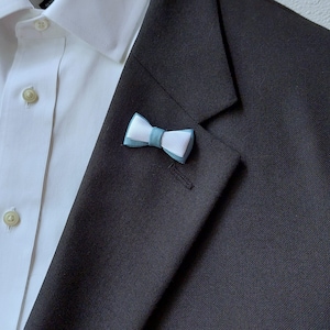 Blue and White Bow Tie Lapel Pin for Men - Brooch Suit Accessory