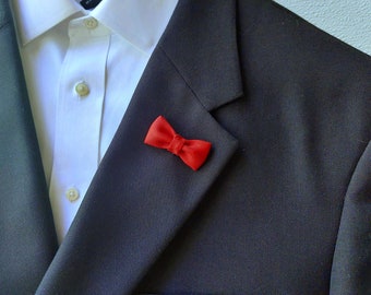 Red Lapel Bow Tie Pin for a Men - Brooch Boutonniere Suit Accessory.