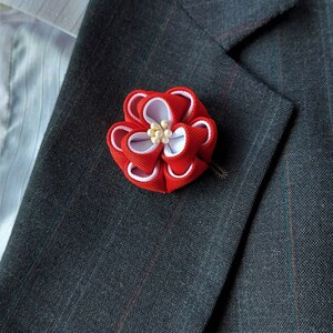 Men's Red Rose Flower Lapel Pin - Stylish Suit Pin Brooch Boutonniere  for Men.