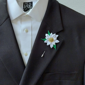 Edelweiss Flower Lapel Pin Brooch for Men - Suit Brooch Boutonniere Accessories.