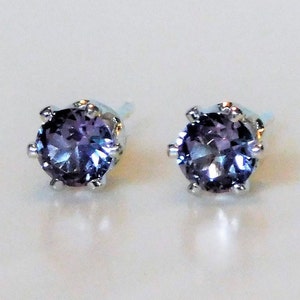 Alexandrite 4mm Studs ~ Alexandrite Earrings ~ Alexandrite Stud Earrings ~ Subtle Purple to Blue Color Change Alexandrite ~ June Birthstone
