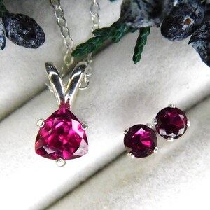 Ruby 6mm Trillion Pendant or Jewelry Set: Sterling Silver, July Birthstone