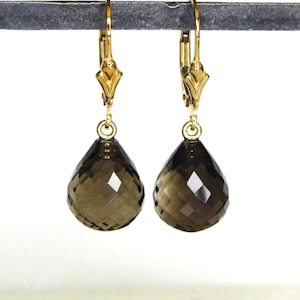 Natural Smoky Quartz 12x10mm Dangle Earrings