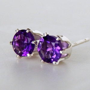 Amethyst 5 or 6mm Studs ~ Amethyst Earrings ~ Amethyst Earring Studs ~ Amethyst Jewelry Gift ~ February Birthstone