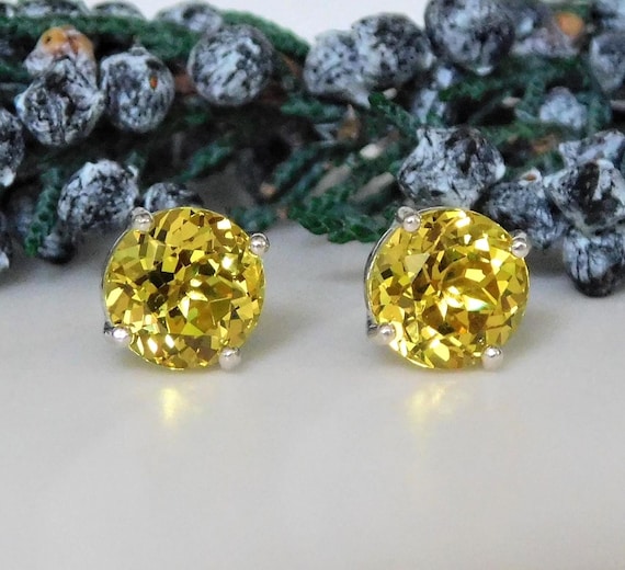 Yellow Topaz 8mm Stud Earrings ~goddess Jewelry November