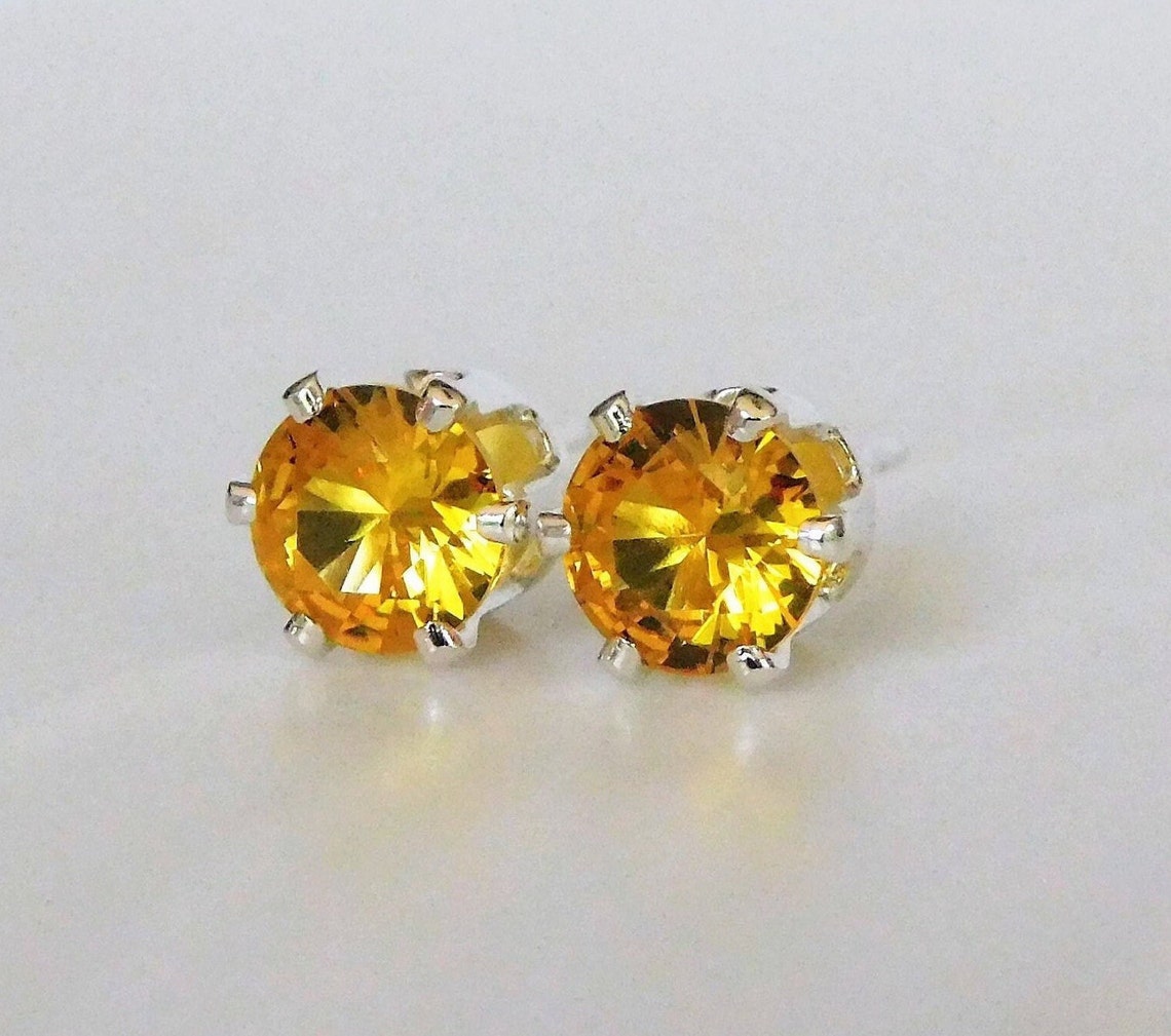 Topaz 5 or 6mm Studs Yellow Topaz Earrings Yellow Topaz Etsy