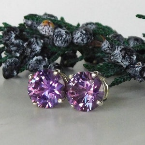 Alexandrite 8mm Studs ~ Alexandrite Stud Earrings ~ Vibrant Purple to Pink Color Change Alexandrite Gift ~ Goddess Jewelry ~ June Birthstone