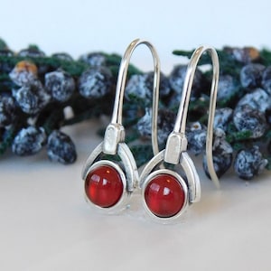 Carnelian Art Deco Earrings ~ Carnelian Drop Earrings ~ Carnelian Earrings ~ Every Day Earrings ~ Carnelian Jewelry Gift ~ July Birthstone