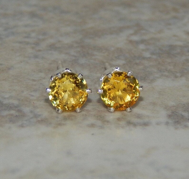 Topaz 5 or 6mm Studs Yellow Topaz Earrings Yellow Topaz Etsy