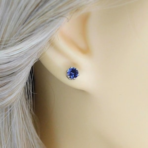 Blue Sapphire 4, 5, 6, 7mm Stud Earrings: Sterling Silver or Gold Filled, September Birthstone 4mm