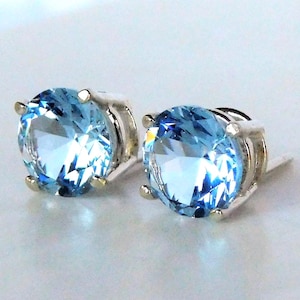 Aquamarine 8mm Stud Earrings ~ March Birthstone