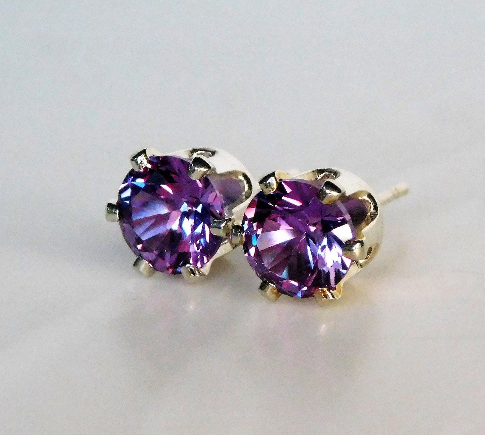 Alexandrite 6mm Studs ~ Alexandrite Earrings ~ Alexandrite Stud Earri…