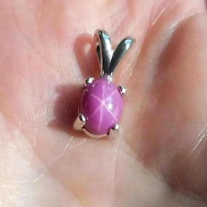 Star Ruby 8x6mm Pendant Necklace: Sterling Silver, July Birthstone