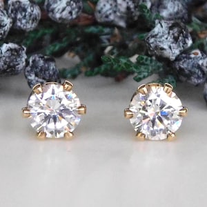 White Sapphire 3mm 5mm 6mm Stud Earrings: Second Hole Studs, September Birthstone