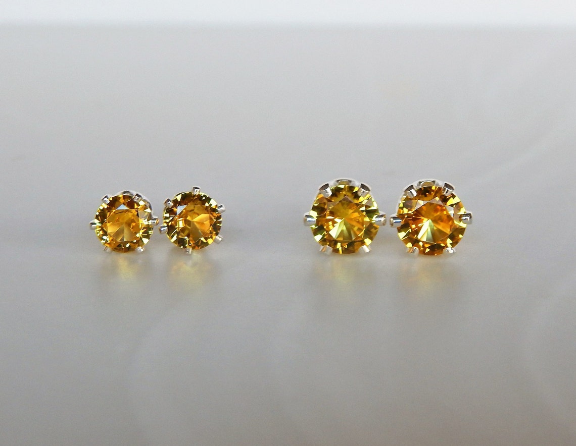 Topaz 5 or 6mm Studs Yellow Topaz Earrings Yellow Topaz Etsy