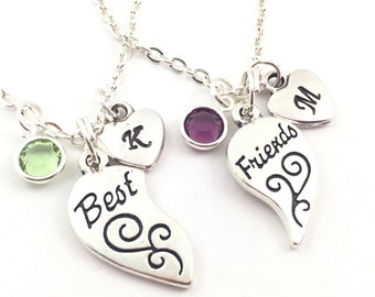 Personalized Best Friends Necklace Set, couples gift, split heart matching necklaces, friendship jewelry, best friend valentine's day gift