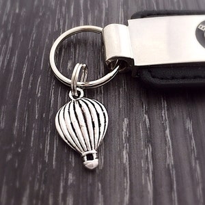 Hot Air Balloon Keychain, Balloon Keyring, Adventure Jewelry, Traveler Gift, Silver Custom Keychain, Friendship Jewelry, Men&#39;s Gift