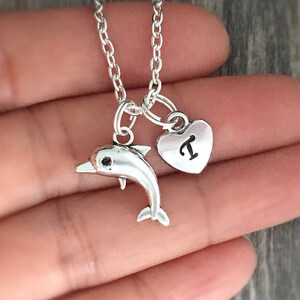 Personalized Dolphin Necklace, Dolphin Jewelry, Tiny Silver Charm, Sea Jewelry,  Best Friends Jewelry, Nautical Necklace, Stocking Stuffer