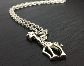 Giraffe Necklace, silver giraffe charm, animal jewelry, personalized jewelry, giraffe jewelry, zoo jewelry, giraffe lover, custom gift