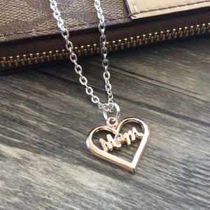 Moeder ketting, Moederdag cadeau, Heart Necklace, Rose goud en zilver, moeder hart ketting - Mother&#39;s Day Gift - moeder dochter sieraden