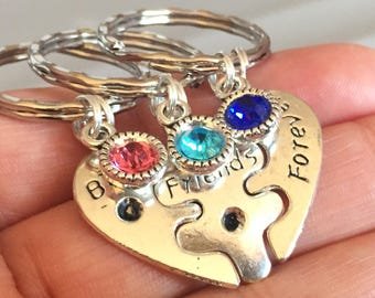 TTYY Friendship Keychain Set - BFF Heart Building Block Key Rings, 4 Colors, Couples Gift