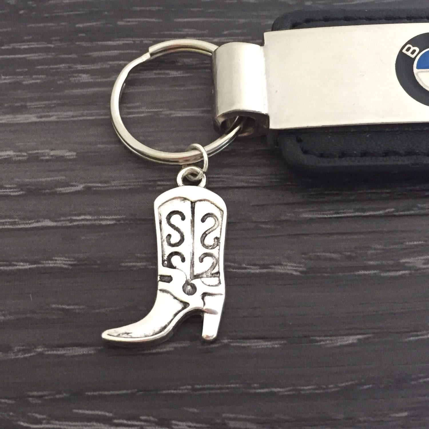 Cowboy Boot Keychain Silver Keyring or Purse Charm Cowgirl Etsy