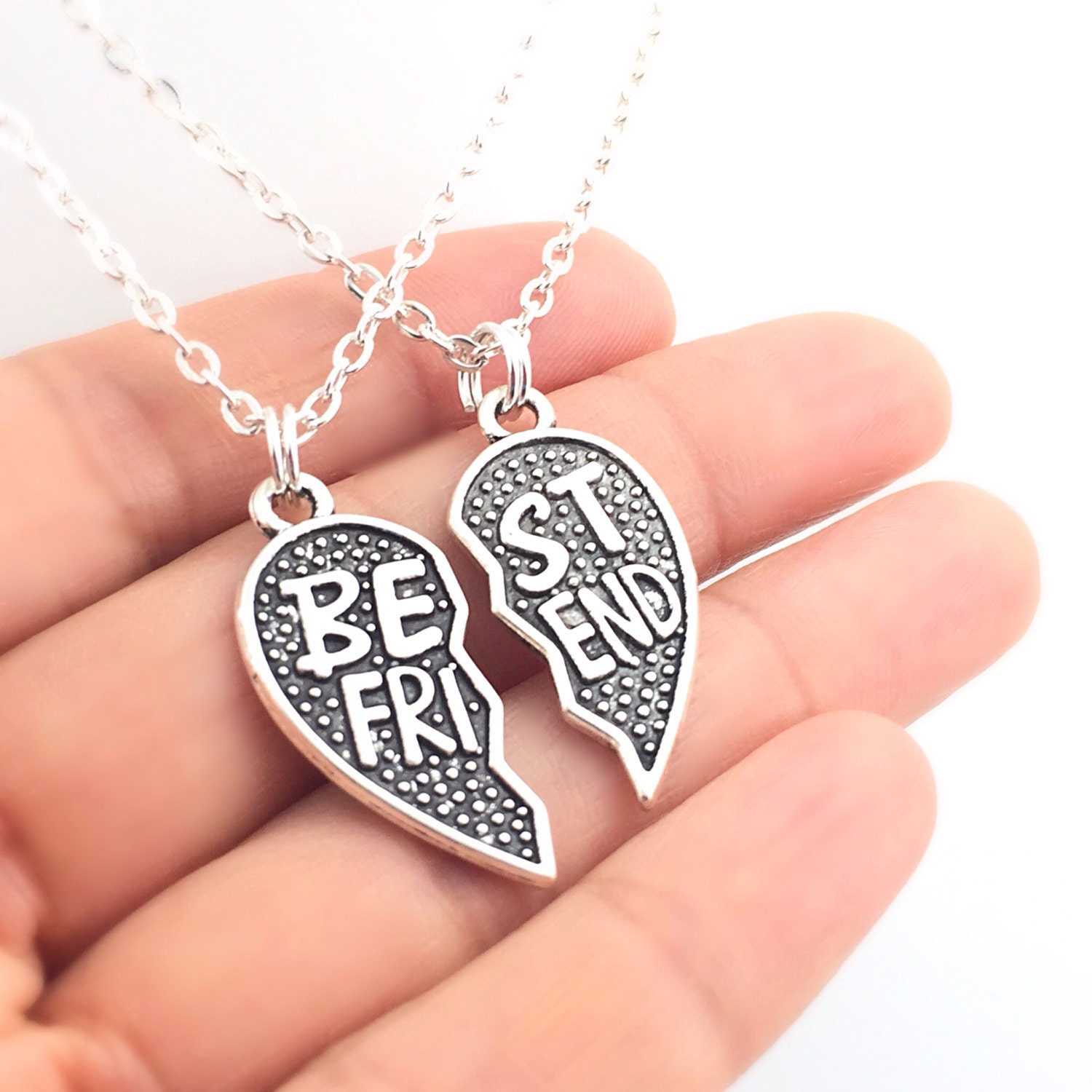 Best Friends Split Heart Necklace Set Valentines Day Etsy 