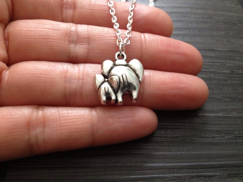 Elephant and Baby Necklace, Big Sister Little Sister Elephant Necklace, Big and Little Elephant Lucky Charm Necklace, Best Friend Necklace image 2