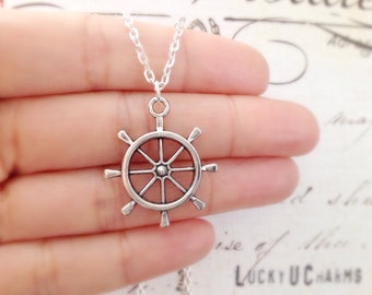 Ship Wheel Necklace, Helm Necklace, Nautical Necklace, Best Friends Jewelry, Nautical Jewelry, Ocean Beach Sea Jewelry, Travel Jewelry, Gift