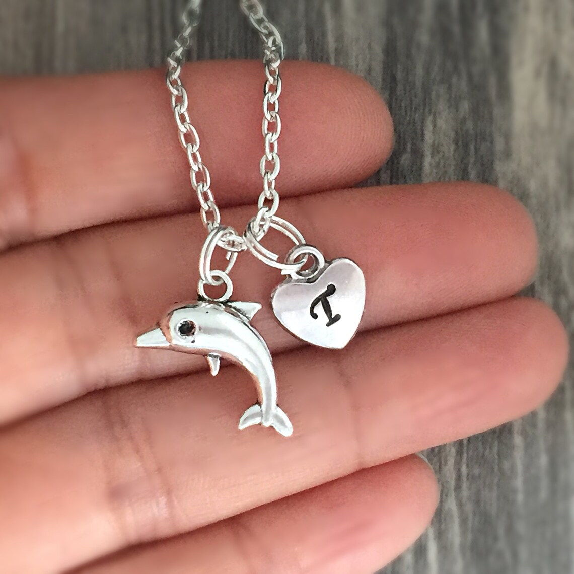 Personalized Dolphin Necklace Dolphin Jewelry Tiny Silver Etsy