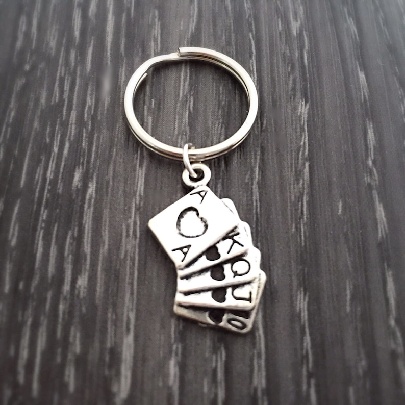 Poker Cards Keychain Playing Cards Keyring Poker Player Etsy