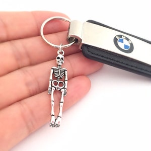 Human Skeleton Keychain, Skeleton Body Keyring, Gothic Keychain, Halloween Jewelry, Skull Ribcage Anatomy Jewelry, Customize Keychain Gift