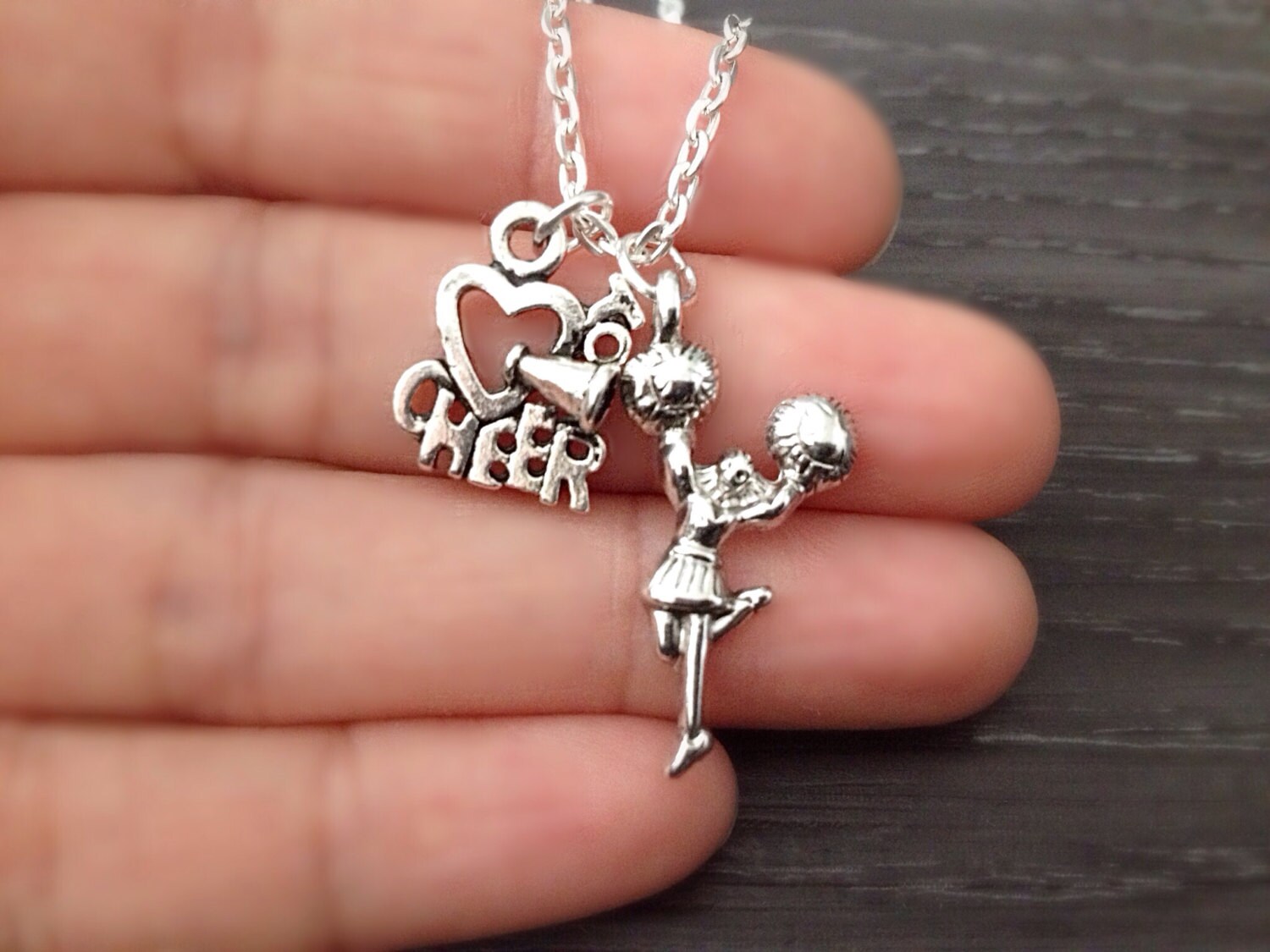 Sterling Cheer Mom Charm, Cheerleading Jewelry, Cheer Charms, Megaphone Charm,Cheer Jewelry, Cheer Mom Necklace, Sterling Cheer Charms