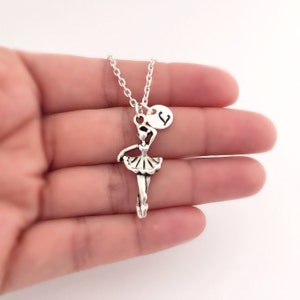 Ballerina Necklace, sterling silver filled, Name initial, Ballet Necklace, Ballet Jewelry, Dance Recital, Dancer Gift, Christmas gift