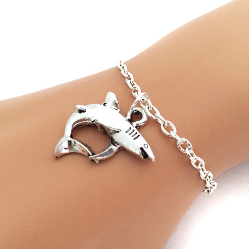 Silver Shark Bracelet Customizable Bracelet or Anklet Shark Etsy