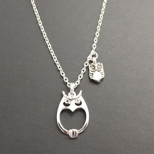 Collier hibou, bijoux maman, cadeau de Saint Valentin, mère de collier, collier de la mère et l’enfant, cadeau pour maman, grand-mère Necklace, bijoux de hibou