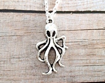 Octopus Necklace, Sea Animal Necklace, Octopus Jewelry, Octopus Charm Necklace, Custom Gift, Squid Calamari Necklace,Nautical Custom Jewelry