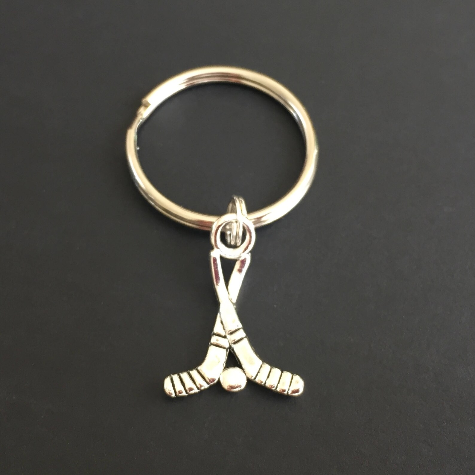Hockey Sticks Keychain, Ice Hockey Key Ring, Field Hockey Jewelry