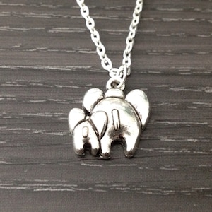 Elephant and Baby Necklace, Big Sister Little Sister Elephant Necklace, Big and Little Elephant Lucky Charm Necklace, Best Friend Necklace image 1