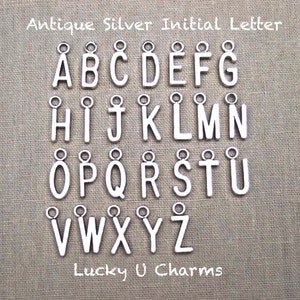 Letra inicial adicional, inicial encanto personalizar cualquier collar o pulsera, carta de plata antiguo, letras del alfabeto, A-z carta encantos venta