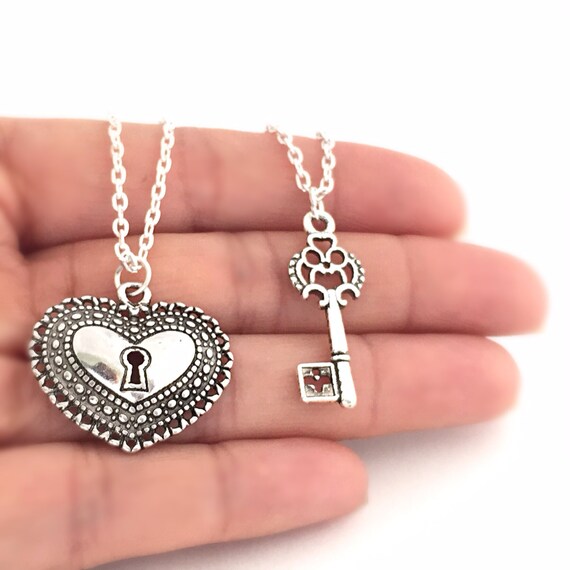 Heart Lock and Key Necklace Set Key to My Heart Necklace Friendship Necklaces His and Hers Boyfriend Girlfriend Necklace Couples Gift Etsy Canada