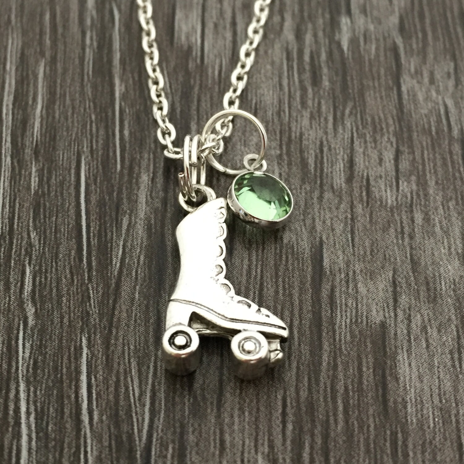Roller Skate Necklace sterling silver filled Peridot Etsy
