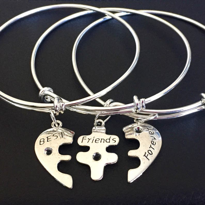Three Best Friends Forever Bangle Bracelets Charm Bracelets Etsy Sweden