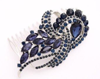 Bridal Hair Comb Royal Blue Wedding Hair Accessory Royal Etsy