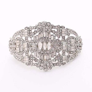 Crystal French Barrette Vintage-look Wedding Bridal Hair Clip  Decoration Accessories Rhinestone Silver Barrettes Headpiece